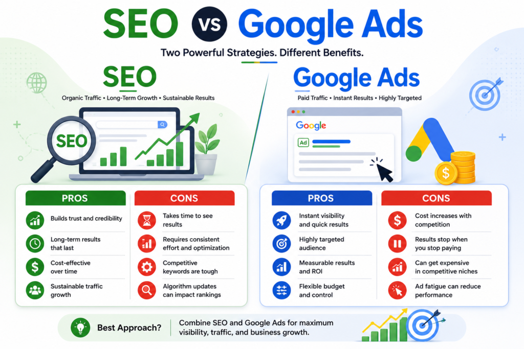 SEO vs Google Ads Pros and Cons